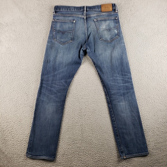 Polo Ralph Lauren Jeans Mens 33x31 Denim The Varick Slim Straight Distressed - Picture 13 of 15